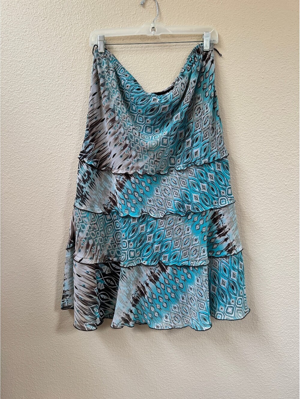 Vintage Y2K Turquoise & Brown Tiered Ruffle Skirt